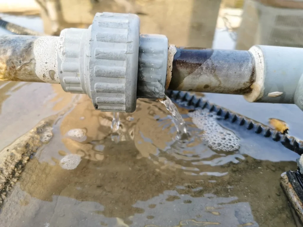 Pipe from an AC unit leaking water.